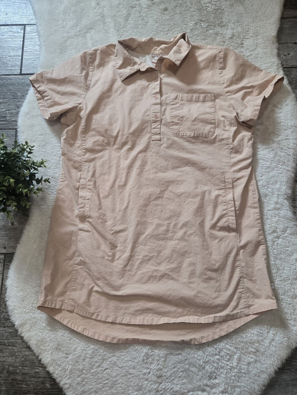 Wrangler All Terrain Gear Peach Boxy Fit Gorpcore Outdoor Shirt Dress, XXL